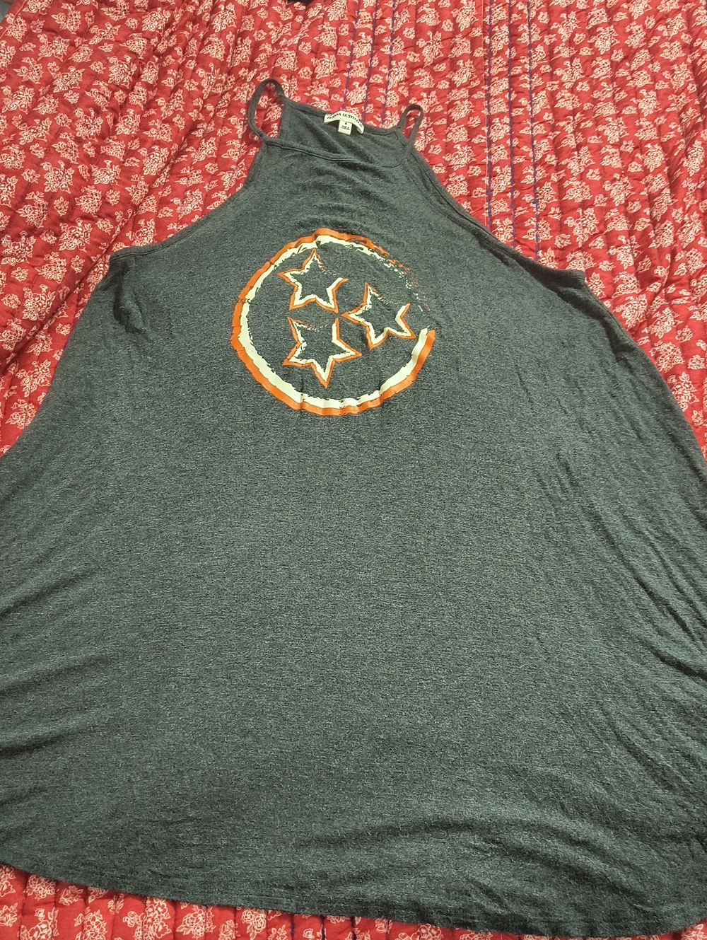 Zenana Outfitters Charcoal Tank with Tennessee Orange Star Circle Graphic